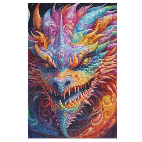 Puzzle Für Erwachsene, Drache, 1000 Puzzleteile Für Kinder, Holzpuzzles, Geeignet Für Erwachsene Lernspiel, 78×53cm von HHCXX