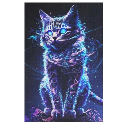 Puzzle Für Erwachsene, Katze, 1000 Puzzleteile Für Kinder, Holzpuzzles, Geeignet Für Erwachsene Lernspiel, 78×53cm von HHCXX