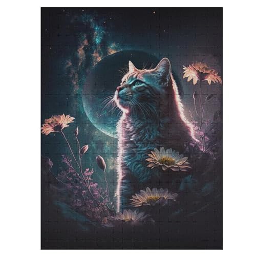 Puzzle Für Erwachsene, Katze, 500 Puzzleteile Für Kinder, Holzpuzzles, Geeignet Für Erwachsene Lernspiel, 55×41cm von HHCXX