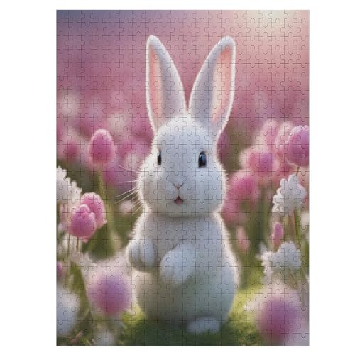 Puzzle Für Erwachsene, Süßes Kaninchen, 500 Puzzleteile Für Kinder, Holzpuzzles, Geeignet Für Erwachsene Lernspiel, 55×41cm von HHCXX