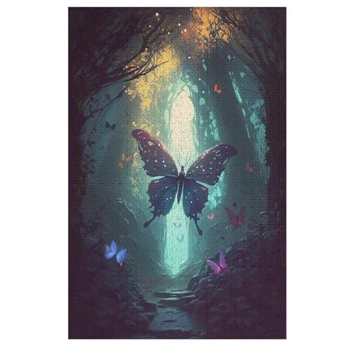 Puzzles Für Erwachsene, 1000 Teile, Schmetterling, Kreative Holzpuzzles, Praktisches Spiel, Familiendekoration 78×53cm von HHCXX