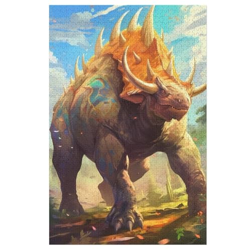 Puzzles Für Erwachsene Dinosaurier Triceratops, 1000 Teile, Puzzle Aus Holz Für Erwachsene Und Kinder Ab 12 Jahren, Lernspielzeug 78×53cm von HHCXX