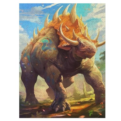 Puzzles Für Erwachsene Dinosaurier Triceratops, 500 Teile, Puzzle Aus Holz Für Erwachsene Und Kinder Ab 12 Jahren, Lernspielzeug 55×41cm von HHCXX