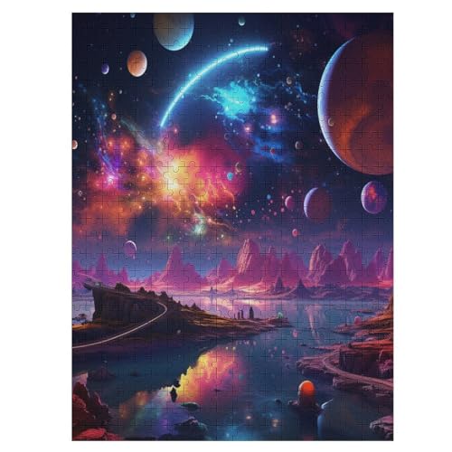 Puzzles Für Erwachsene Farbenfrohes Universum, 500 Teile, Puzzle Aus Holz Für Erwachsene Und Kinder Ab 12 Jahren, Lernspielzeug 55×41cm von HHCXX