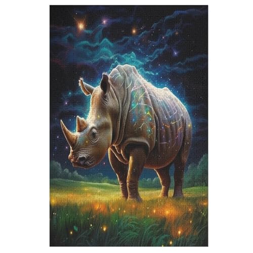 Puzzles Für Erwachsene Rhinozeros, 1000 Teile, Puzzle Aus Holz Für Erwachsene Und Kinder Ab 12 Jahren, Lernspielzeug 78×53cm von HHCXX