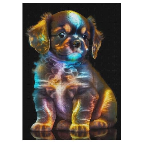 Puzzles Für Erwachsene Süßer Hund, 300 Teile, Puzzle Aus Holz Für Erwachsene Und Kinder Ab 12 Jahren, Lernspielzeug 42×30cm von HHCXX