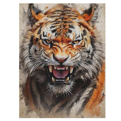 Puzzles Für Erwachsene Und Kinder, Tiger -Puzzle, 500 Teile, Kreative Holzpuzzles,Für Erwaschsene, Geschenke 55×41cm von HHCXX