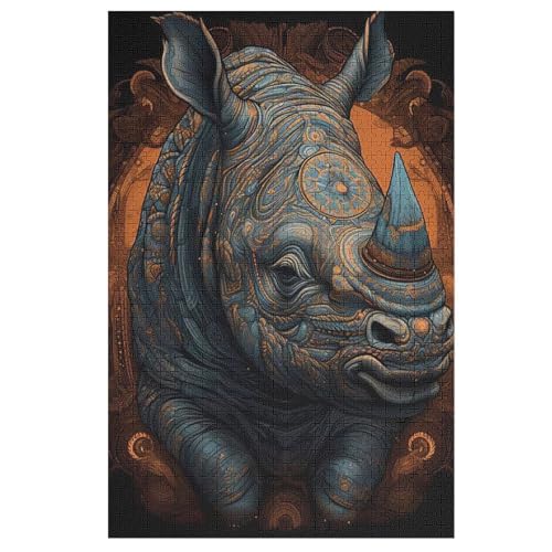 Rhinozerosceros Holzpuzzle 1000 Teile,Puzzles Für Erwachsene, Impossible Puzzle, Kinder Legespiel 78×53cm von HHCXX