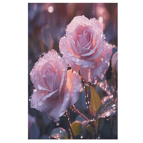 Rose Holzpuzzle 1000 Teile, Knobelspiele Für Erwachsene, Teenager, Puzzles Unmögliche - Kinder Puzzle Zimmer Deko 78×53cm von HHCXX