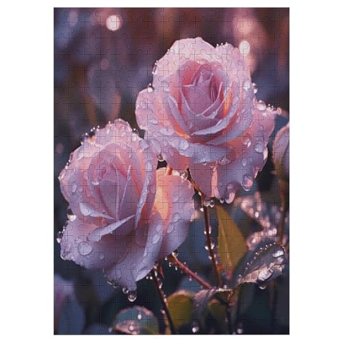 Rose Puzzle 300 Teile, Holzpuzzle Für Erwachsene Kinder, Impossible Puzzles, Geschicklichkeitsspiel Für Die Ganze Familie 42×30cm von HHCXX