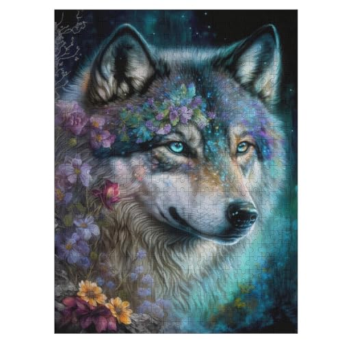 Schöner Wolf Holzpuzzle Erwachsene - 500 Teiliges Jigsaw Knobelspiel - Puzzle Für Erwachsene & Kinder - Outdoor & Reisespielzeug 55×41cm von HHCXX