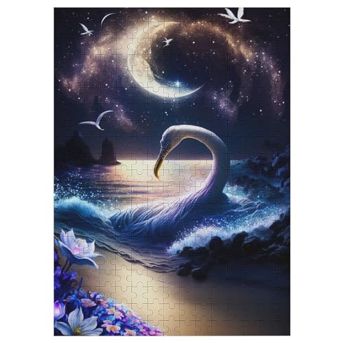 Schwan Beautifull Puzzles 300 Teile Erwachsener Kniffel Spaß Für Die Ganze Familie, Holzpuzzle Kinder Erwachsene, Impossible Puzzle Schwer 42×30cm von HHCXX