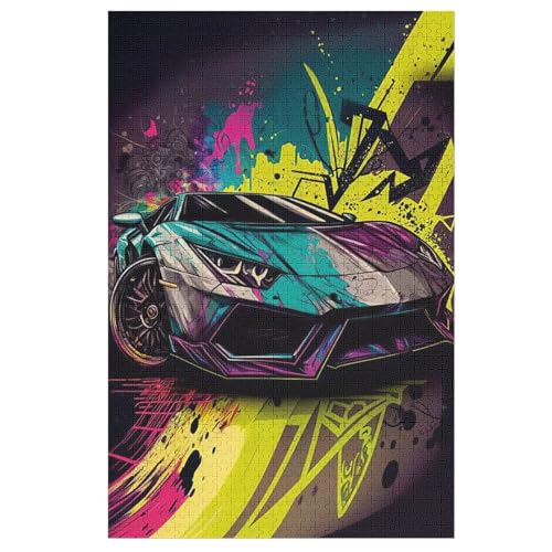 Sport Auto 1000 Teile Puzzles Für Erwachsene Holzpuzzle Familienpuzzlespiel Stressabbau-Puzzle Für Erwachsene Kinder Ab 12 Jahren 78×53cm von HHCXX