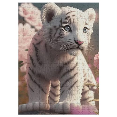 Tiger Holzpuzzle Für Erwachsene Teenager Stress Abbauen Familien-Puzzlespiel Poster 300-teiliges Puzzle Kinder Lernspiel 42×30cm von HHCXX