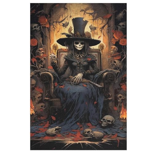 Totenkopf 1000 Teile Puzzles, Wood Craft, Hochwertiges Modernes Puzzle, DIY, Für Erwachsene Und Kinder Ab 12 Jahren, 78×53cm von HHCXX