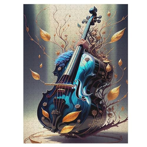 Violine Holzpuzzle Für Erwachsene Teenager Stress Abbauen Familien-Puzzlespiel Poster 500-teiliges Puzzle Kinder Lernspiel 55×41cm von HHCXX