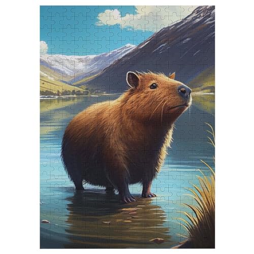 Wasserschwein 300 Teile Holzpuzzle,einzigartiges Puzzle, Geschenk Für Erwachsene,Familienspiel,Herausforderungsaktivität,42×30cm von HHCXX