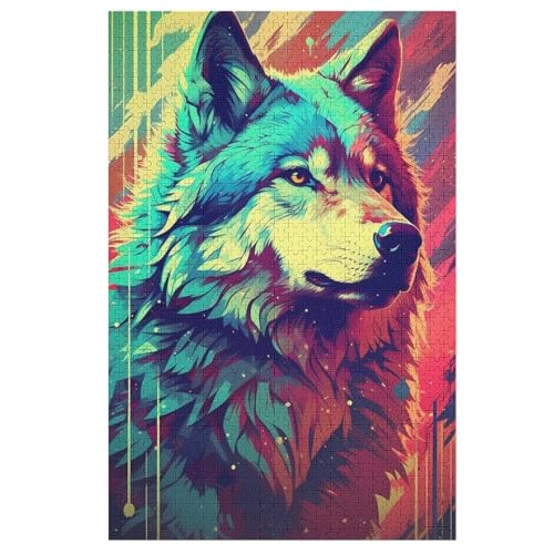 Wolf 1000 Teile Premium-Puzzles Für Erwachsene Kinder- Holzpuzzles Spaß Und Lernspiele - Perfekte Puzzle-Geschenke 78×53cm von HHCXX