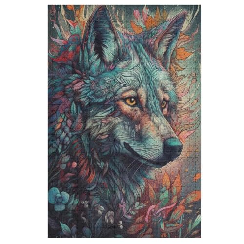 Wolf 1000 Teile Puzzles Für Erwachsene, Impossible Puzzle, Geschicklichkeitsspiel Für Die Ganze Familie, Kinder Holzpuzzle 78×53cm von HHCXX