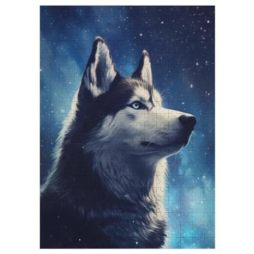 Wolf 300 Teile Holzpuzzle,einzigartiges Puzzle, Geschenk Für Erwachsene,Familienspiel,Herausforderungsaktivität,42×30cm von HHCXX