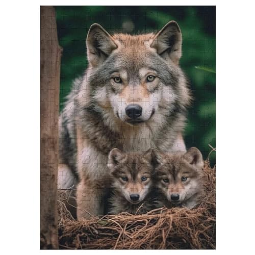 Wolf Puzzle Für Erwachsene,300-teiliges Puzzles, Für Erwachsene Und Kinder,Holzpuzzle,Lernspielzeug, 42×30cm von HHCXX