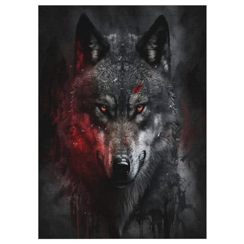 Wolf Puzzle Für Erwachsene 300 Teile Premium Recyceltes Brett Zum Lernen, Lernspielzeug, Familienspiele Kinder Holzpuzzle 42×30cm von HHCXX