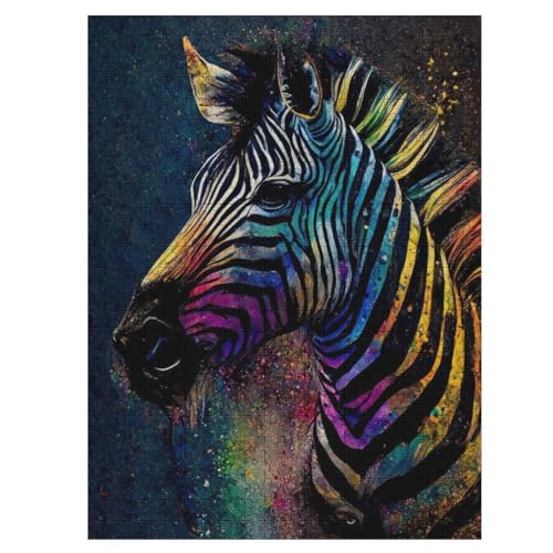 Zebra -Puzzle, 500 Teile,Holzpuzzle Für Erwachsene Kinder, Lustiges Spielzeug, Denkspiel, Bildungsspiel, 55×41cm von HHCXX