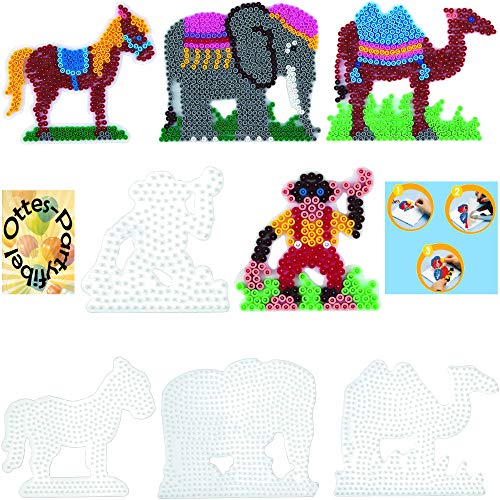 HAMA Bügelperlen-Bastel-Set midi-Stift-Platten-Set midi Elefant + Pferd + Kamel + Affe #3 von HHO