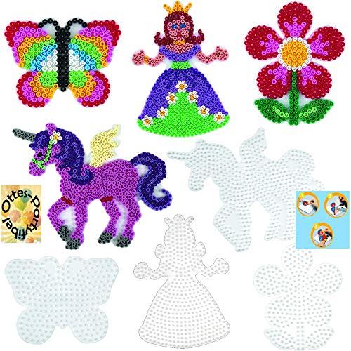 HAMA Bügelperlen-Bastel-Set midi-Stift-Platten-Set midi Märchenwelt Prinzessin + Pegasus + Blume + Schmetterling #1 von HHO