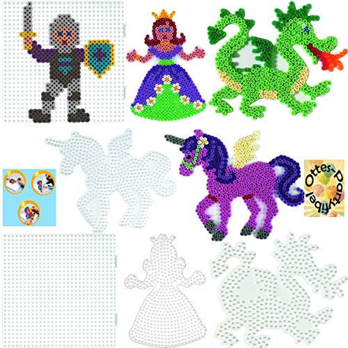 HAMA Bügelperlen-Bastel-Set midi-Stift-Platten-Set midi Märchenwelt Prinzessin + Pegasus + Drache + Multiplatte #3 von HHO