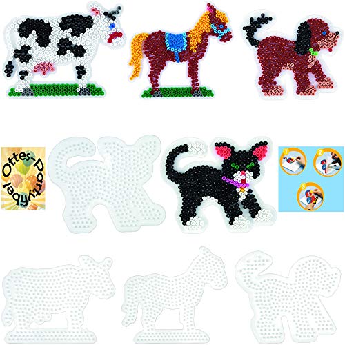 HAMA Bügelperlen-Bastel-Set midi-Stift-Platten-Set midi Pferd + Kuh + Hund + Katze #5 von HHO