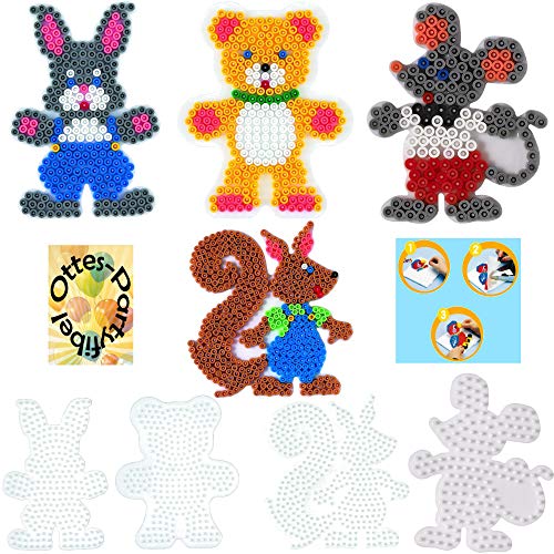 HAMA Bügelperlen-Bastel-Set midi-Stift-Platten-Set midi Waldtiere Eichhörnchen + Bär + Hase + Maus #1 von HHO