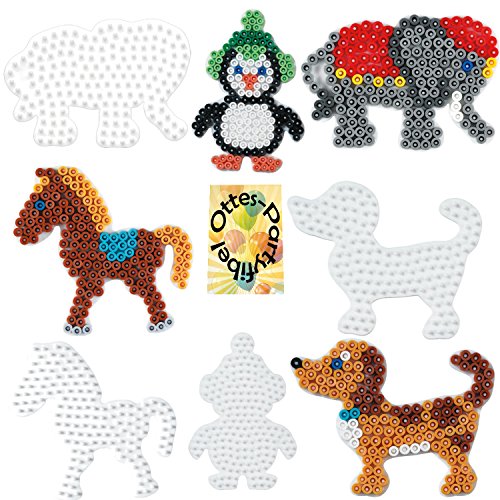 HAMA Stiftplatten-Set für Midi Perlen Tierkinder Tierbabys Pinguin Hund Elefant Pferd 4 Stück von HHO