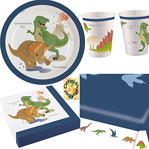 HHO Dino-Saurier-Party-Set Dinosaurier 53tlg. Teller Becher Servietten Tischdecke für 16 Gäste HHO Dino-Saurier-Party-Set Dinosaurier 53tlg. Teller Becher Servietten Tischdecke für 16 Gäste von HHO
