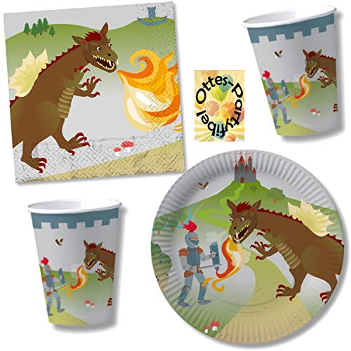 HHO Drachen und Ritter Party-Set 36tlg. für 8 Gäste : Teller Becher Servietten von HHO