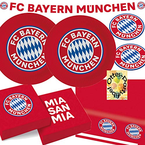 HHO FC-Bayern-München-Party-Set für 8 Fußballfans 42tlg. Teller Servietten Untersetzer Tischdecke Partykette von HHO