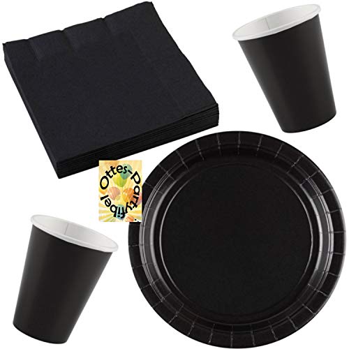 HHO Gothic Black Partyset 52tlg. Teller Becher Servietten für 16 Gäste von HHO