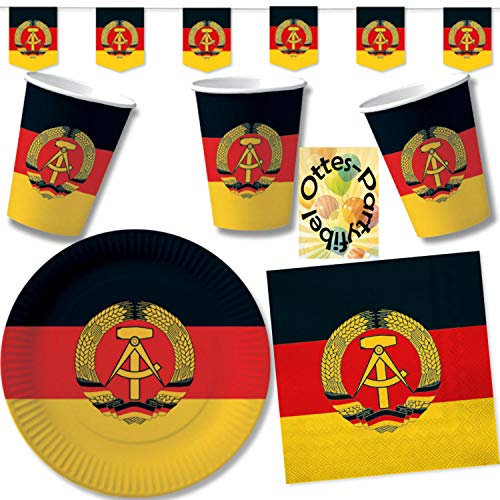 HHO Nostalgie Ostalgie DDR Party-Set 61tlg. für 20 Gäste : Becher Teller Servietten Wimpel von HHO