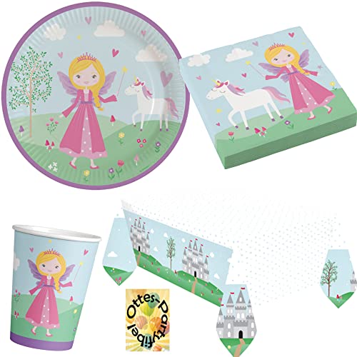 HHO Prinzessin-Princess-Party-Set 53tlg. - für 16 Gäste Teller Becher Servietten Tischdecke von HHO