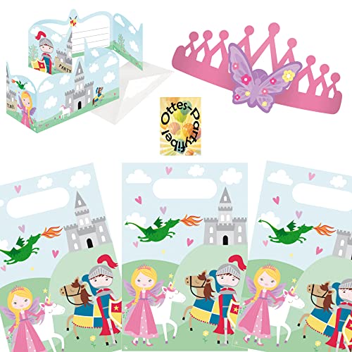 HHO Prinzessin-Princess-Party-Set Erweiterung für 8 Gäste Einladungen - Mitgebseltüten - Partykrönchen von HHO