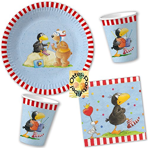 HHO Rabe Socke Party-Set 52tlg. für 16 Kinder : Teller Becher Servietten von HHO