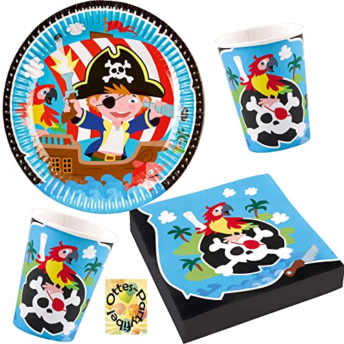 Pirat-Seeräuber-Pirates-Party-Set 36tlg. - für 8 Gäste Servietten Teller Becher von HHO