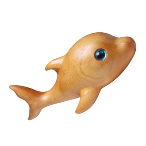 HIAKDOFT -Kugeln Schreibtisch Dekoration nautisches Tierdekor Delfinfiguren kleine Delfinfigur Figur am Meer Spielzeug Desktop- -Skulptur Delfindekoration aus Holz Light Brown von HIAKDOFT