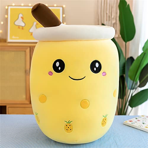 HICAS Bubble Tea Kuscheltier,Cartoon Plüschpuppen Lustiges Milchtee Softpuppe Teetasse Kissen Bubble Tea Plüschtier Kinderspielzeug Geburtstagsgeschenk 24 cm/9.4 inch,Gelb A von HICAS