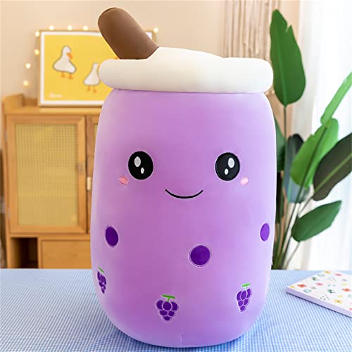 HICAS Bubble Tea Kuscheltier,Cartoon Plüschpuppen Lustiges Milchtee Softpuppe Teetasse Kissen Bubble Tea Plüschtier Kinderspielzeug Geburtstagsgeschenk 24 cm/9.4 inch,Lila A von HICAS