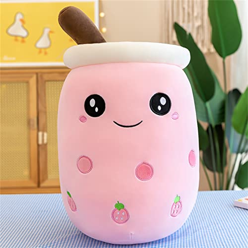 HICAS Bubble Tea Kuscheltier,Cartoon Plüschpuppen Lustiges Milchtee Softpuppe Teetasse Kissen Bubble Tea Plüschtier Kinderspielzeug Geburtstagsgeschenk 24 cm/9.4 inch,Rosa A von HICAS