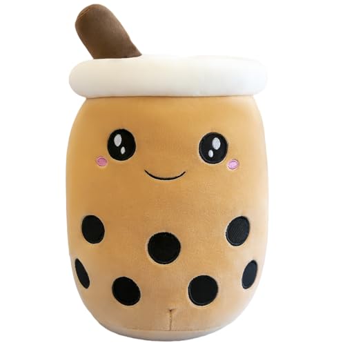 HICAS Bubble Tea Kuscheltier,Cartoon Plüschpuppen Lustiges Milchtee Softpuppe Teetasse Kissen Bubble Tea Plüschtier Kinderspielzeug Geburtstagsgeschenk 35 cm/13.7 inch,Braun A von HICAS