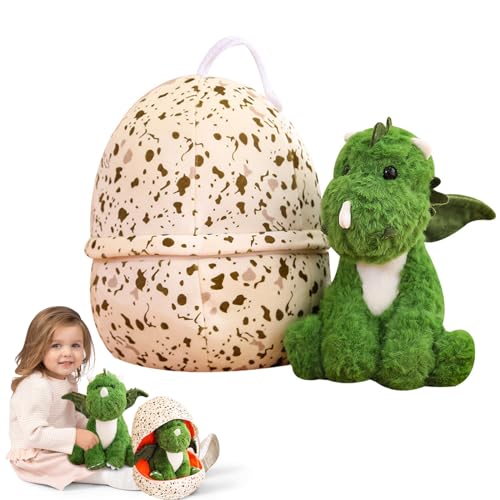 HICAS Dinosaurier im Ei Stofftier Plüschtier, Kawaii Dino Eier Kuscheltier Plüsch Kissen Spielzeug Geschenk für Kinder,Jungen und Mädchen 35 cm(Dinosaurier)+39 cm (Ei) von HICAS