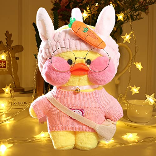 HICAS Gelbe Ente Kuscheltier Niedlich Plüsch Weiche Ente 30cm Plüschpuppe Korean Netred Trägt Hyaluronsäure Kleine Gelbe Ente Puppe Überraschungsgeschenke für Kinder(Gelb Ente 04) von HICAS