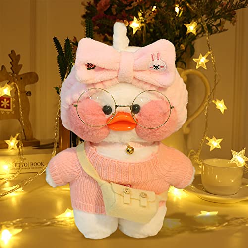 HICAS Gelbe Ente Kuscheltier Niedlich Plüsch Weiche Ente 30cm Plüschpuppe Korean Netred Trägt Hyaluronsäure Kleine Gelbe Ente Puppe Überraschungsgeschenke für Kinder (Weiße Ente 01) von HICAS